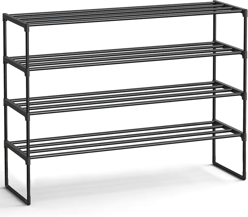 SONGMICS Shoe Rack, 4-Tier Shoe Organizer, Metal Storage Shelf