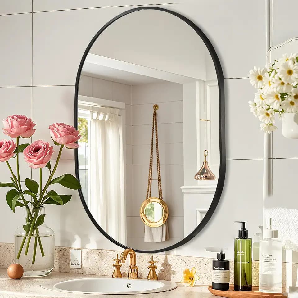 Black Oval Mirror, 22x30 Inch Oval Bathroom Mirrors for Over Sink