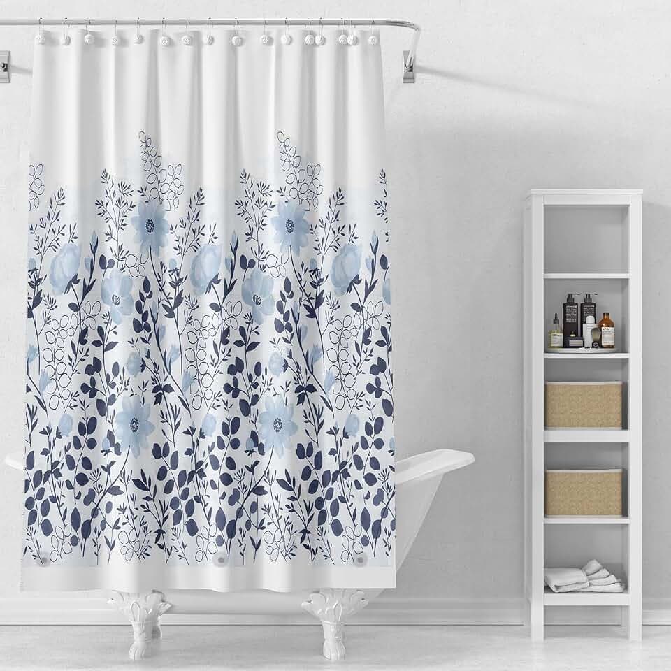 TIKABC Shower Curtain Liner, 4G PEVA Shower Liner, Plastic Waterproof Shower Curtains, 72x72 inch with Grommet Holes 3 Magnetic Weights