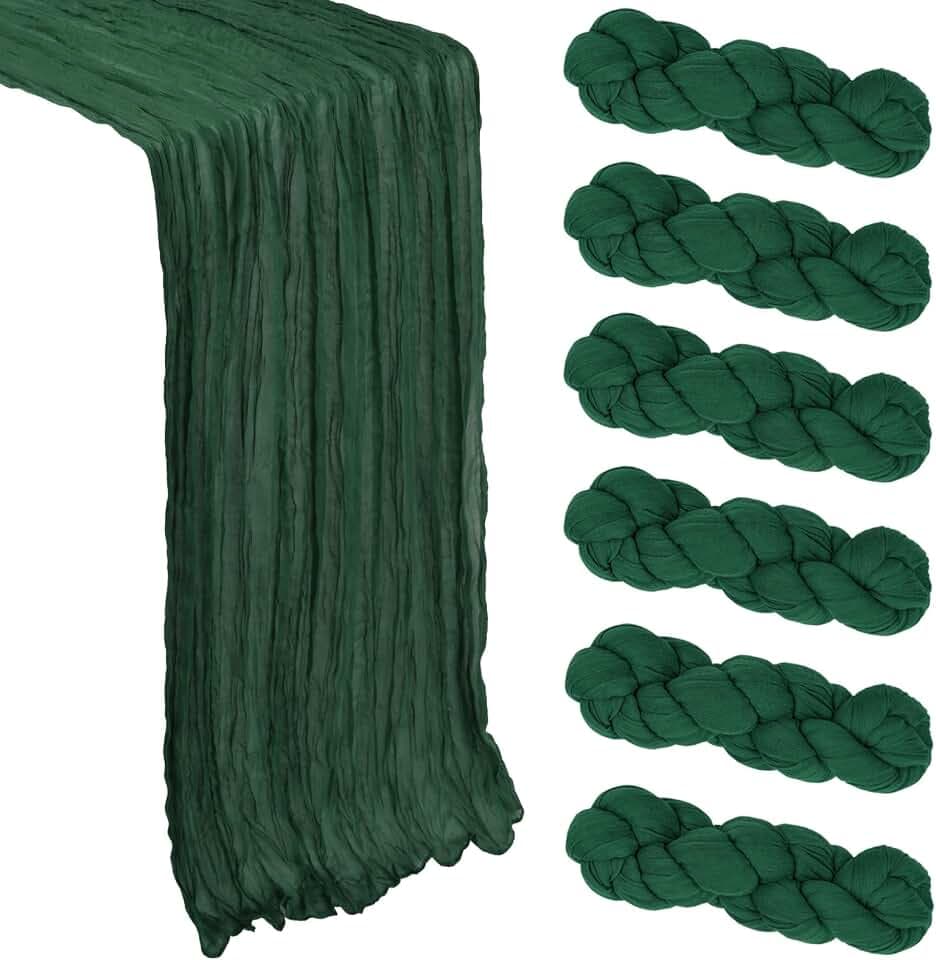 6 Pack 35 x 120 Inch Emerald Green Table Runner Cheesecloth
