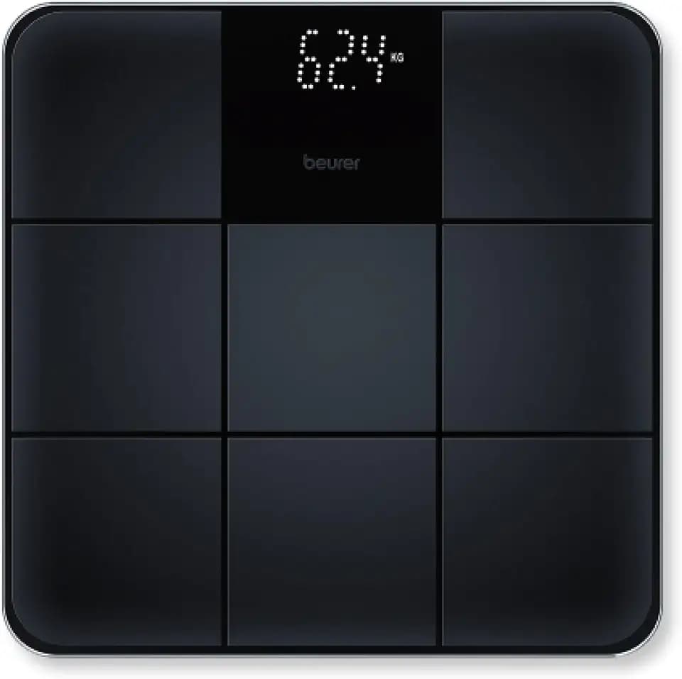 Beurer GS 235 Glaswaage, Digitale Personenwaage mit Magic-Display, Anti-Rutsch Oberfläche in matter Fliesenoptik, Ein- und Abschaltautomatik, schwarz