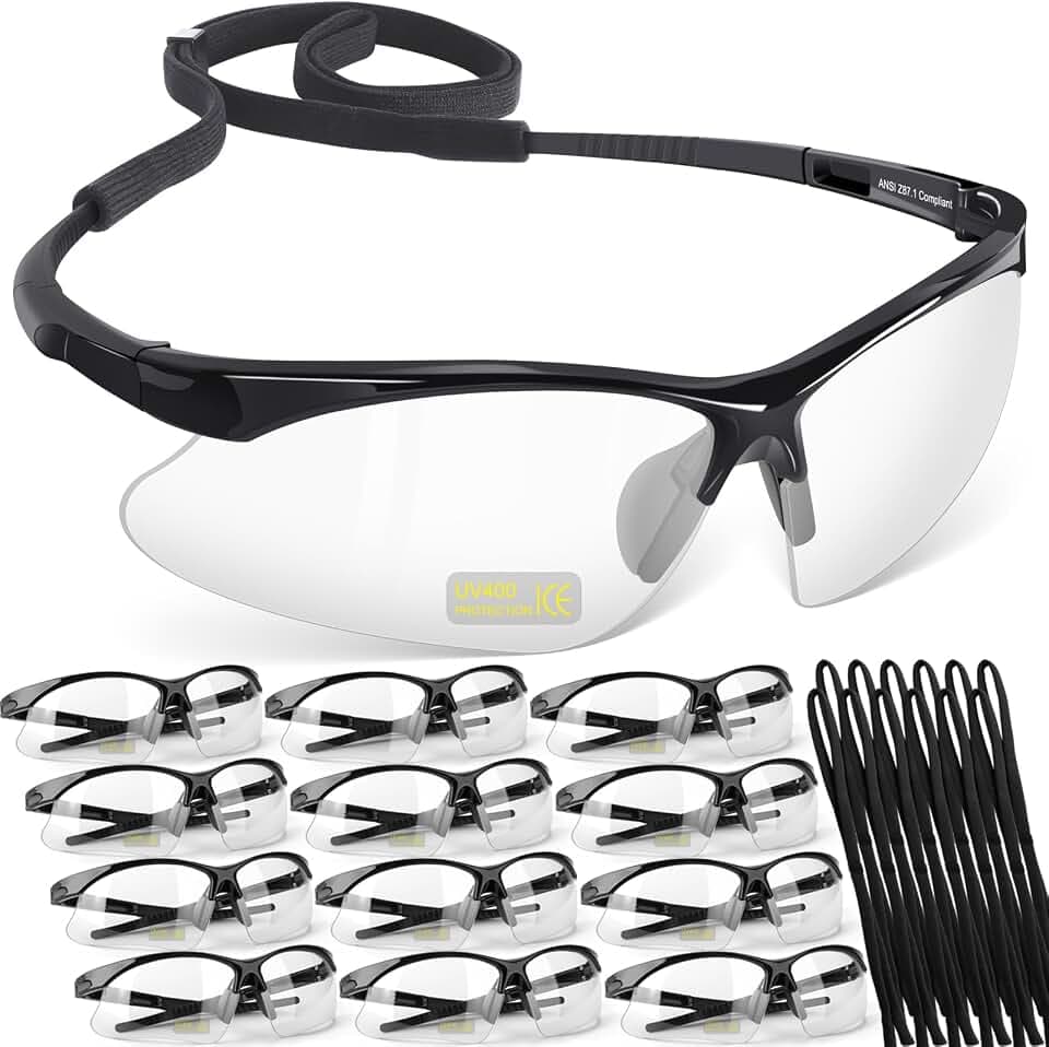 OXG 12 Pack Anti Fog Safety Glasses for Men, ANSI Z87.1 Protective Eyewear