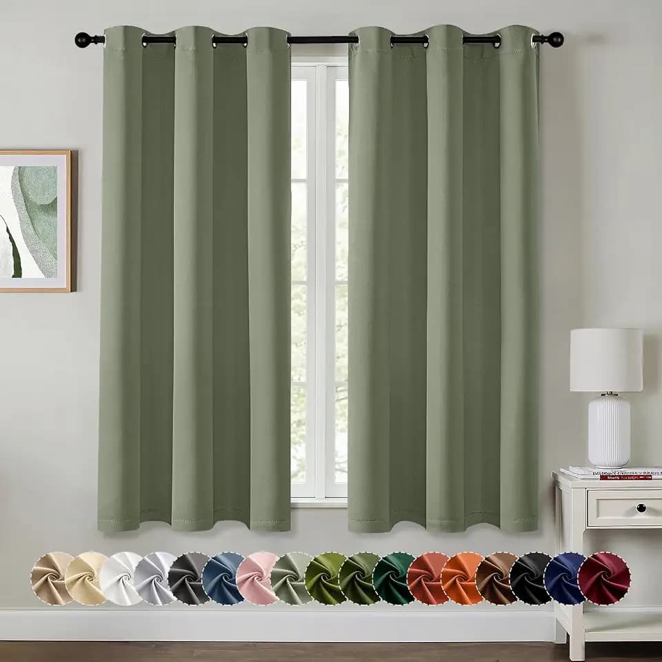 MIULEE Blackout Curtains for Bedroom 2 Panels 40 x 63 Inch Long Sage