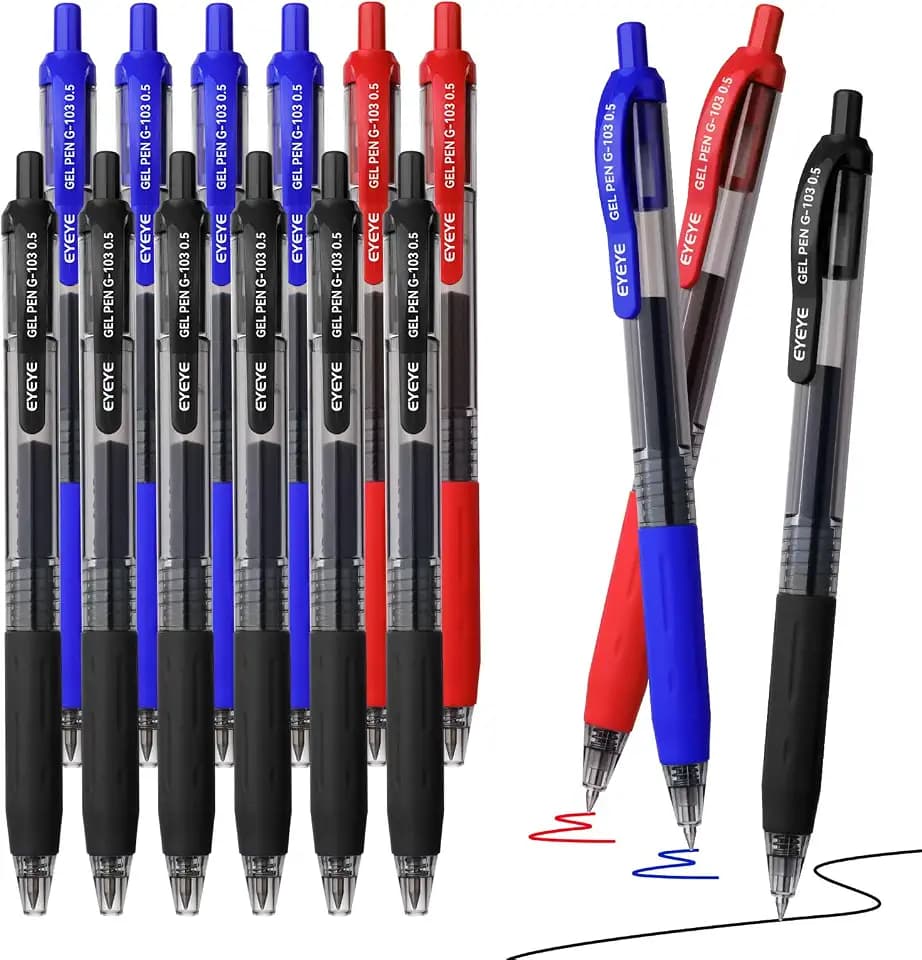 EYEYE G-103 Gel Pens 7 Black 5 Blue 3 Red, 0.5mm Extra Fine Point