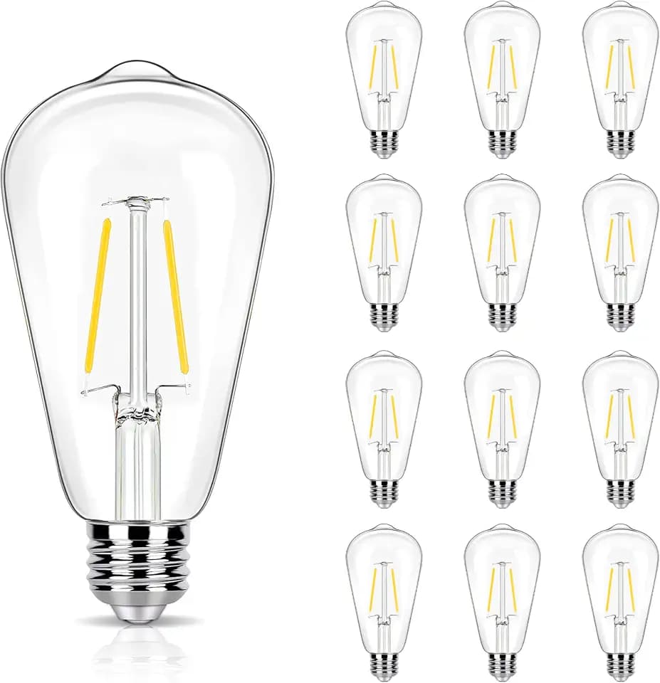 winsaLED 4000K Cool White LED Edison Bulbs 25W Equivalent, Non-Dim, 12 Pack