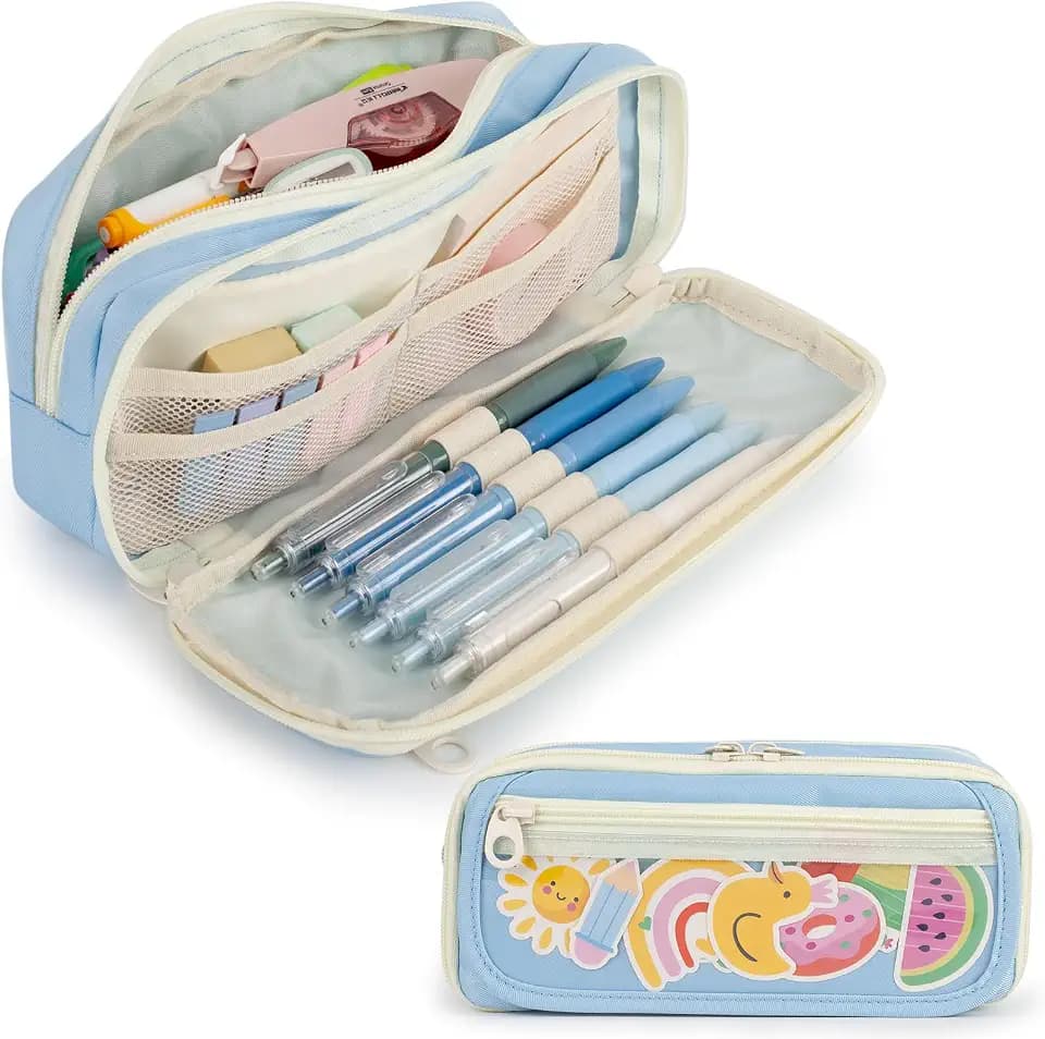 Large Capacity Pencil Case with Compartments for Girls, Pen Bag for School