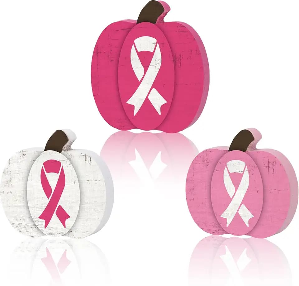 Smile Breast Cancer Awareness Wooden Standing Decor Set