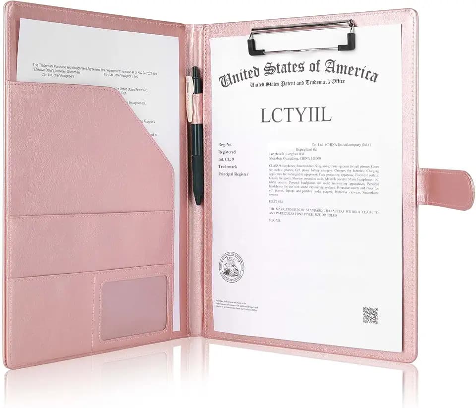 Tiankool Padfolio Portfolio Folder Binder-Faux Leather Portfolio Folder with Cover for A4 Notepad Holder, Business Portfolio for Resume, Legal Pad, Interview, Letter-Size Padfolio for Women/Men, Rose