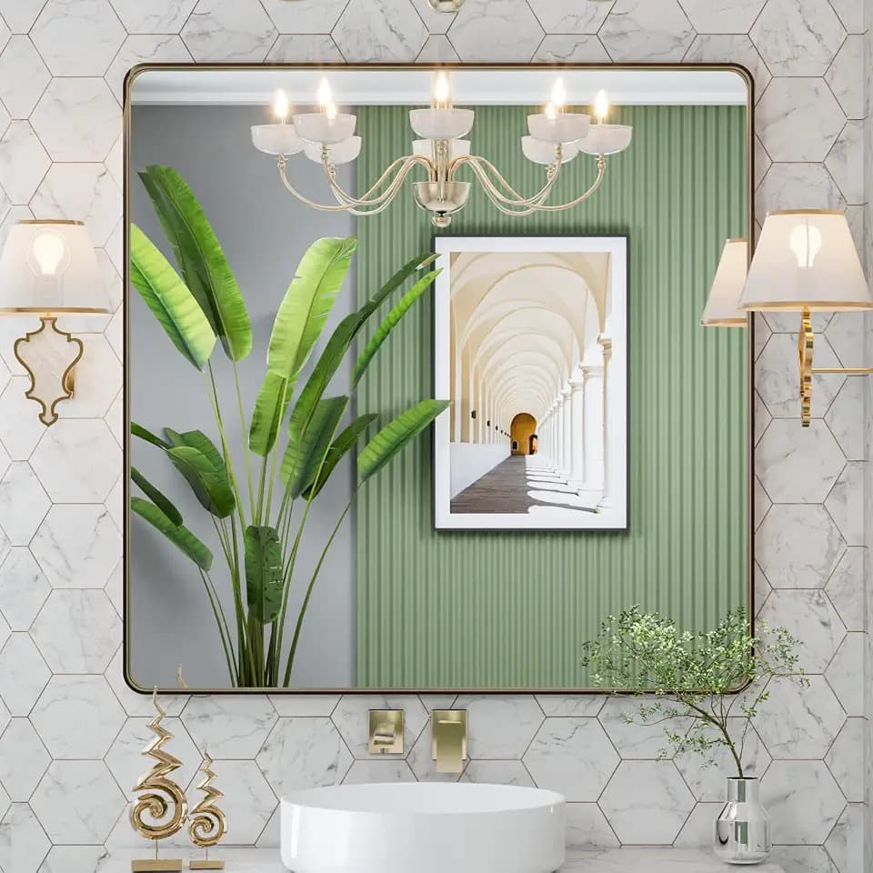 LOAAO 36"X36" Bronze Bathroom Mirror