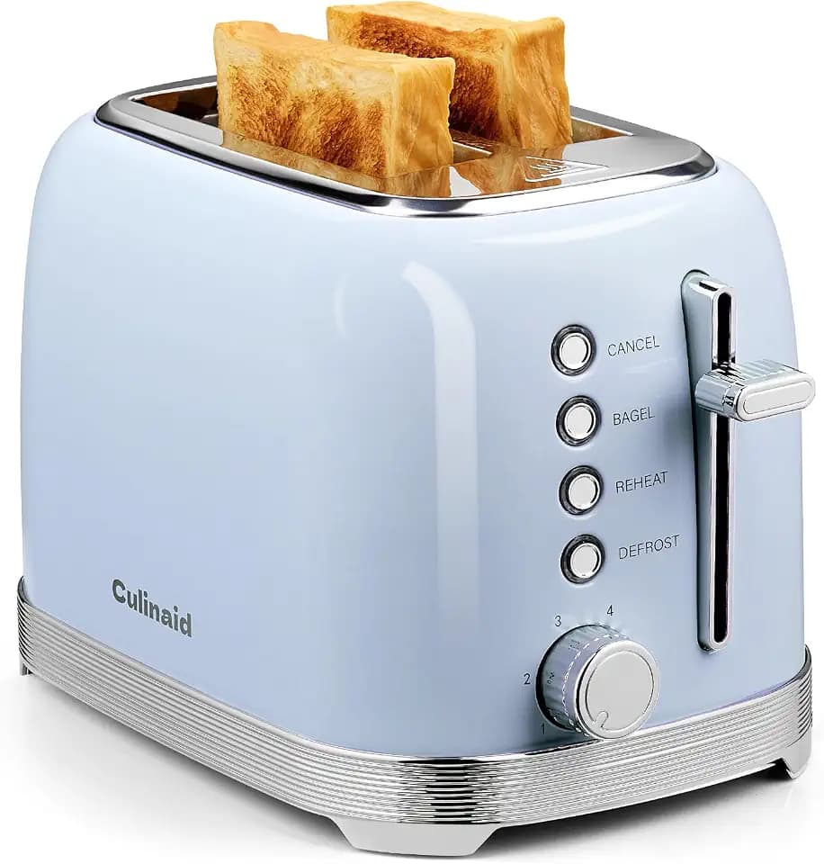 Toaster 2 Slice Retro Stainless Steel, Blue