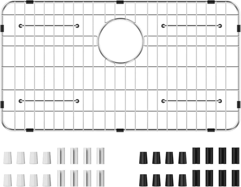 Kitchen Sink Grid and Sink Protectors, Stainless Steel Sink Grids for Bottom of Kitchen Sinks, 26" x 14 1/16" with Rear Drain for Single Bowl Sinks, Stainless Steel Material