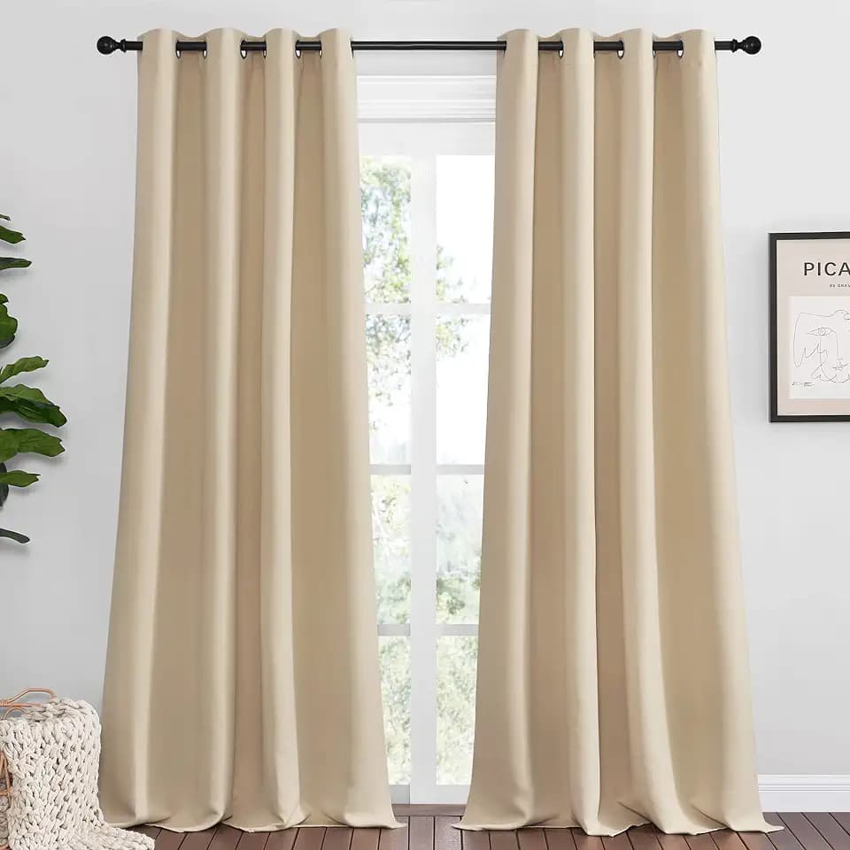 NICETOWN Bedroom Room Darkening Curtains 1 Pair 55 x 108-in Biscotti Beige