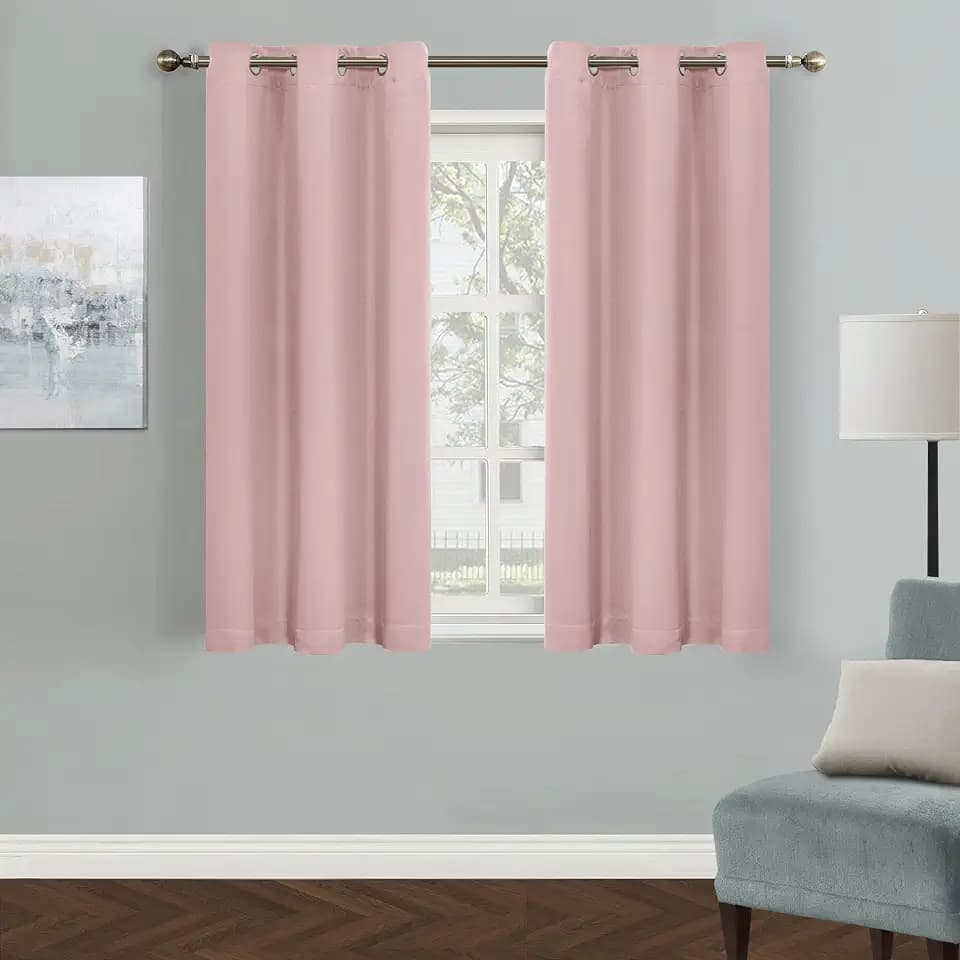 MYSKY HOME Light Pink Curtains for Girls Room 45 Inch Long Nursery Curtain for Bedroom Windows, Grommet Room Darkening Kitchen Curtains, Thermal Insulated Curtain, 1 Curtain Panel, 42 x 45 Inch, Pink