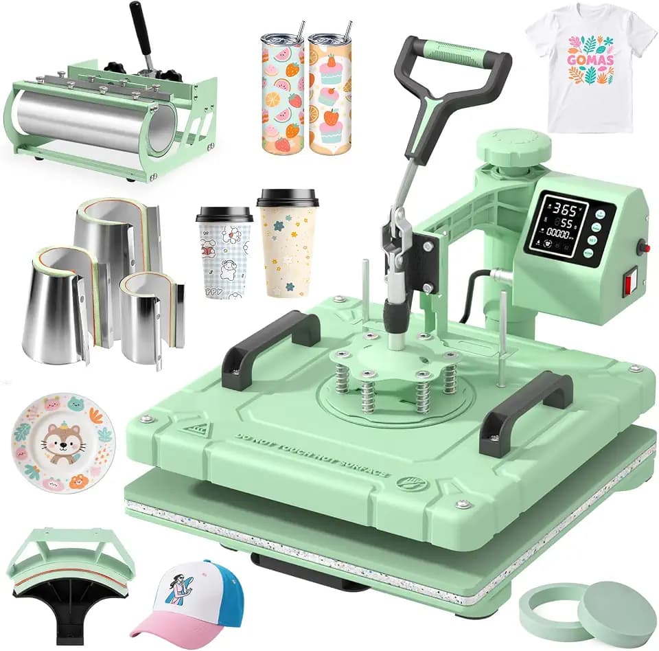 Slendor 15x15 Inch 8 in 1 Swing Away Heat Press Machine for T Shirts
