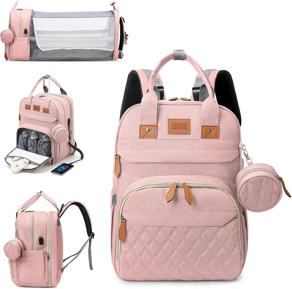 JSTPRO Large Diaper Bag Backpack with Changing Station, Pink