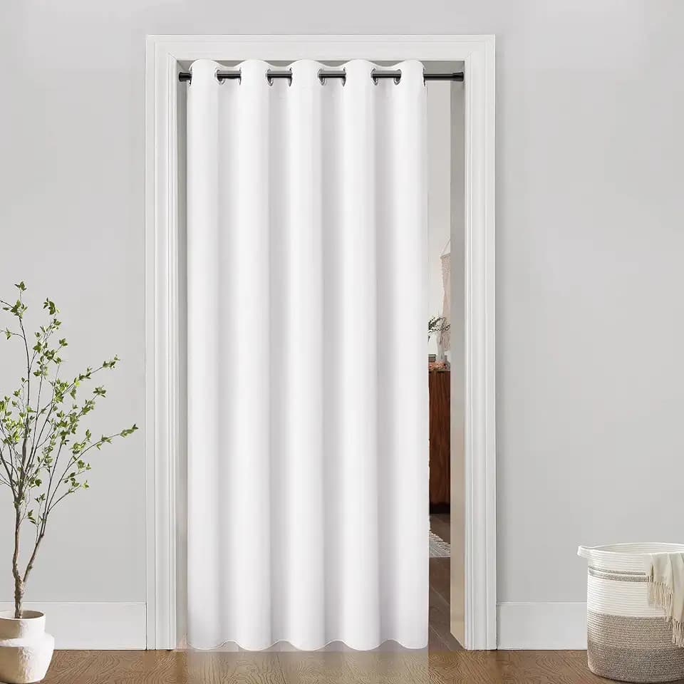 Sliding Door Curtains 60 inches Wide by 80 Inch Length,Patio Door Curtain Blinds for Sliding Glass Doors or Closet Doors,1 Panel,White