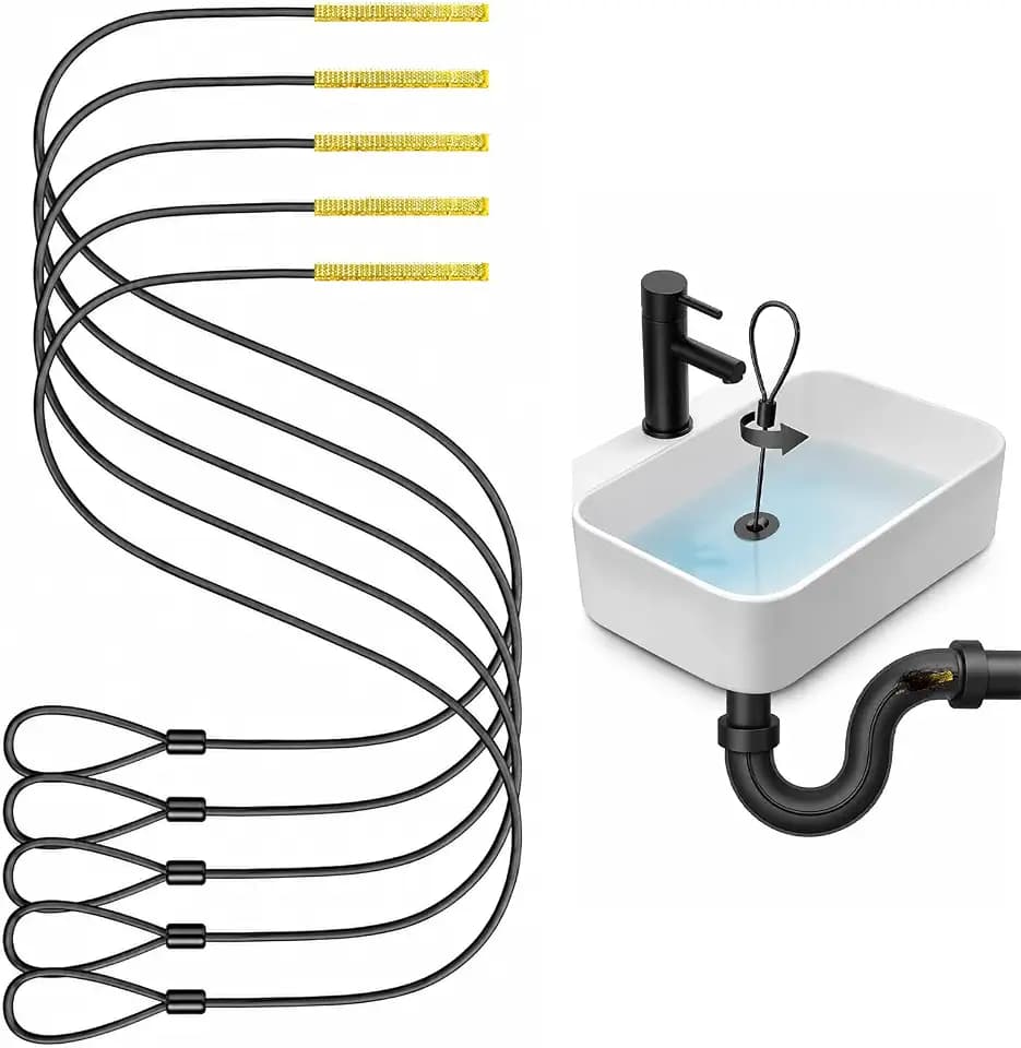 Drain Snake Hair Drain Clog Remover 35 Inch, 5 Pack Reusable Sink Snake Drain Hair Remover Tool, Anti-Break Metal Plumbing Snake Drain Cleaner for Bathroom, Bathtub, Shower, Kitchen Sink
