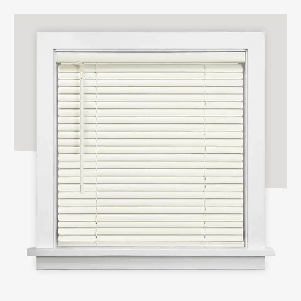 CHICOLOGY Cordless Mini Blinds, 1 Inch Vinyl Window Blinds, Room Darkening & Privacy, Easy Install with Adhesive Brackets, Child Safe, for Windows, Doors & Campers, Alabaster,32" W x 48" H