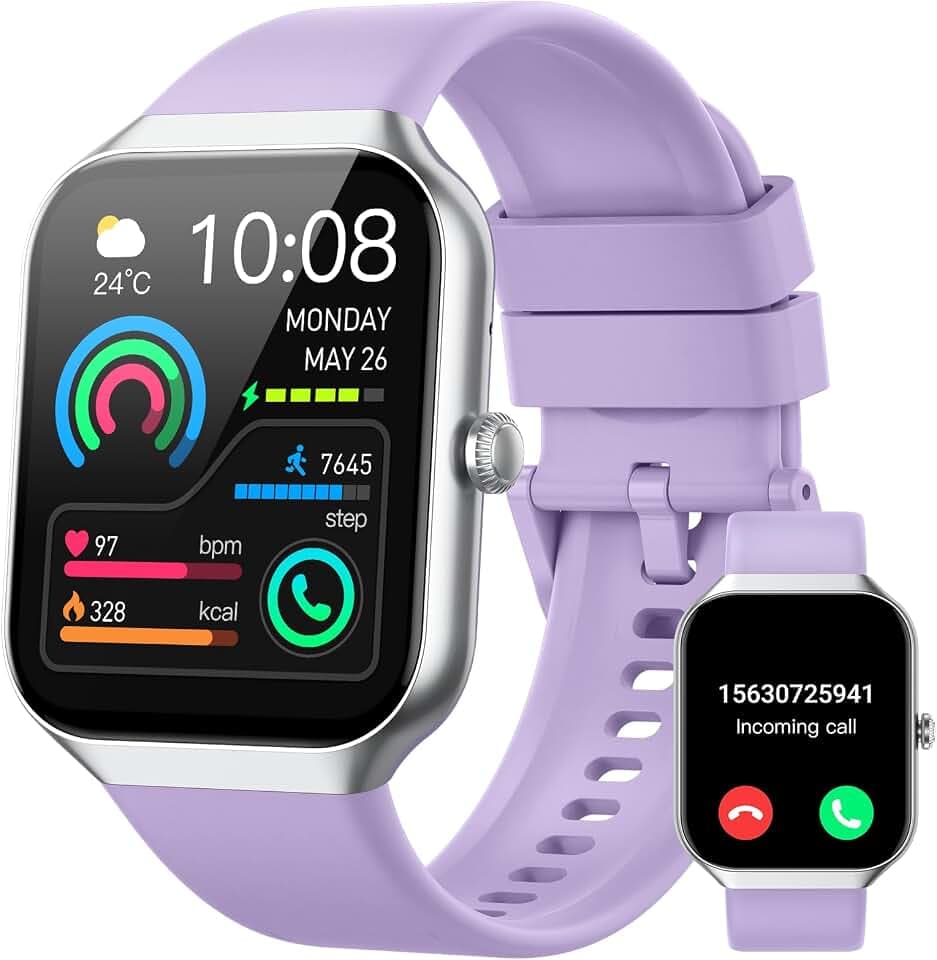 Jugeman Smartwatch Damen Herren mit Telefonfunktion, 1.96" Fitnessuhr mit Herzfrequenz SpO2 Schlafmonitor Schrittzähler Uhr IP68 Wasserdicht Smart Watch mit 113+Sportmodi, Sportuhr für Android iOS