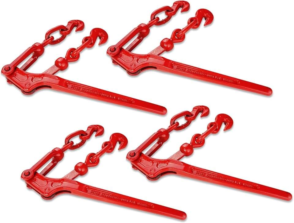 ENJ 4 Pcs Lever Load Binder with 2 Grab Hooks,for 5/16-3/8 Grade 70 Chain