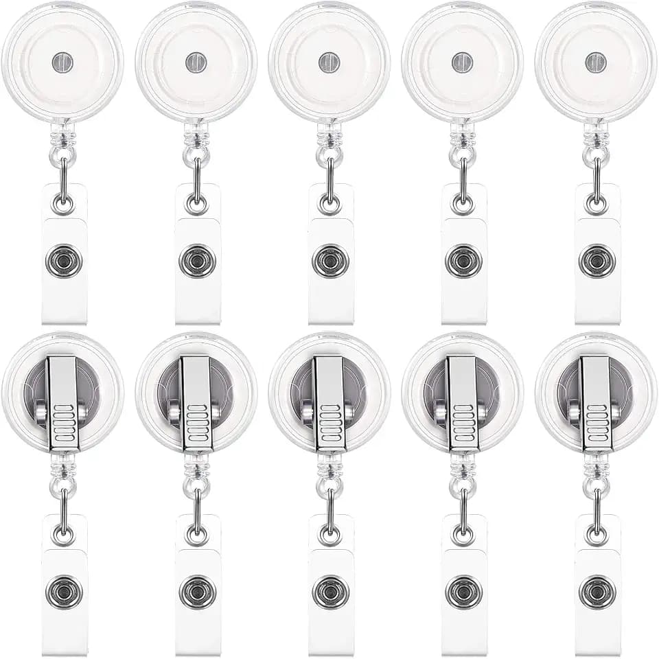 Zonon 50 Pcs Retractable Badge Reel with Alligator Clip,Translucent Clear