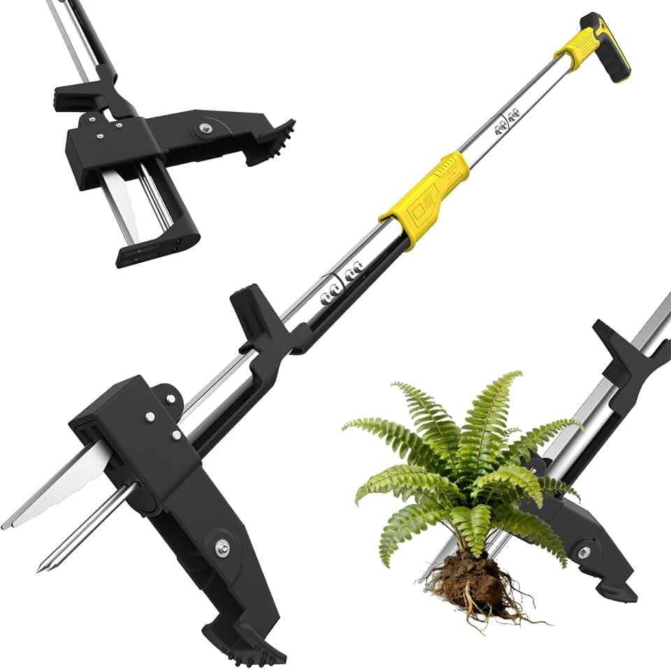 Luvenia Heavy Duty Stand Up Weed Puller Tool, Weed Removal Tool with 41.3" Long Handle & 4 Claw Steel Head, Garden Hand Weeding Tool-Easily Remove Weeds Without Bending, Pulling, or Kneeling