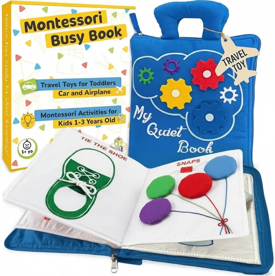 Toddler Travel Toys for Airplane and Car Rides, Busy Book for Toddlers 1-3