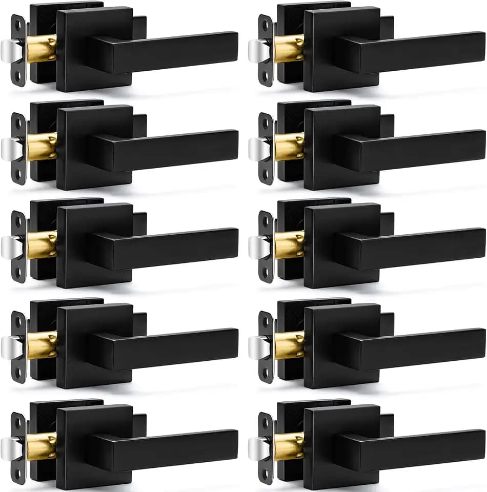 10 Pack Passage Door Handles Matte Black Door Levers, Interior Door Knobs