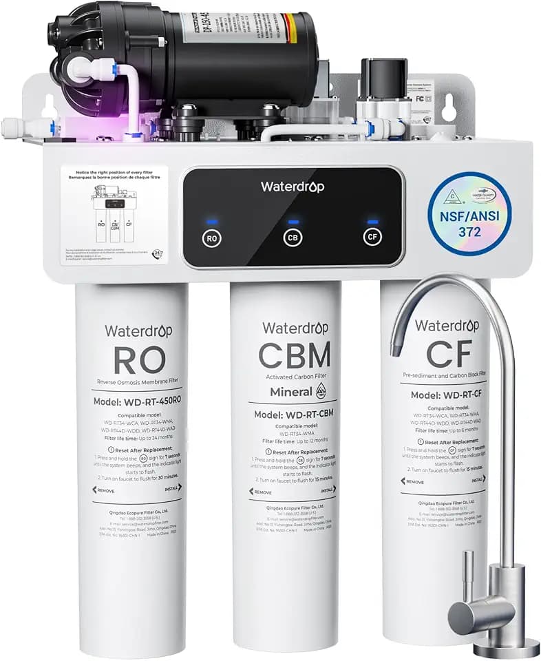 Waterdrop T3-M Remineralization Reverse Osmosis Water Filter, 450 GPD