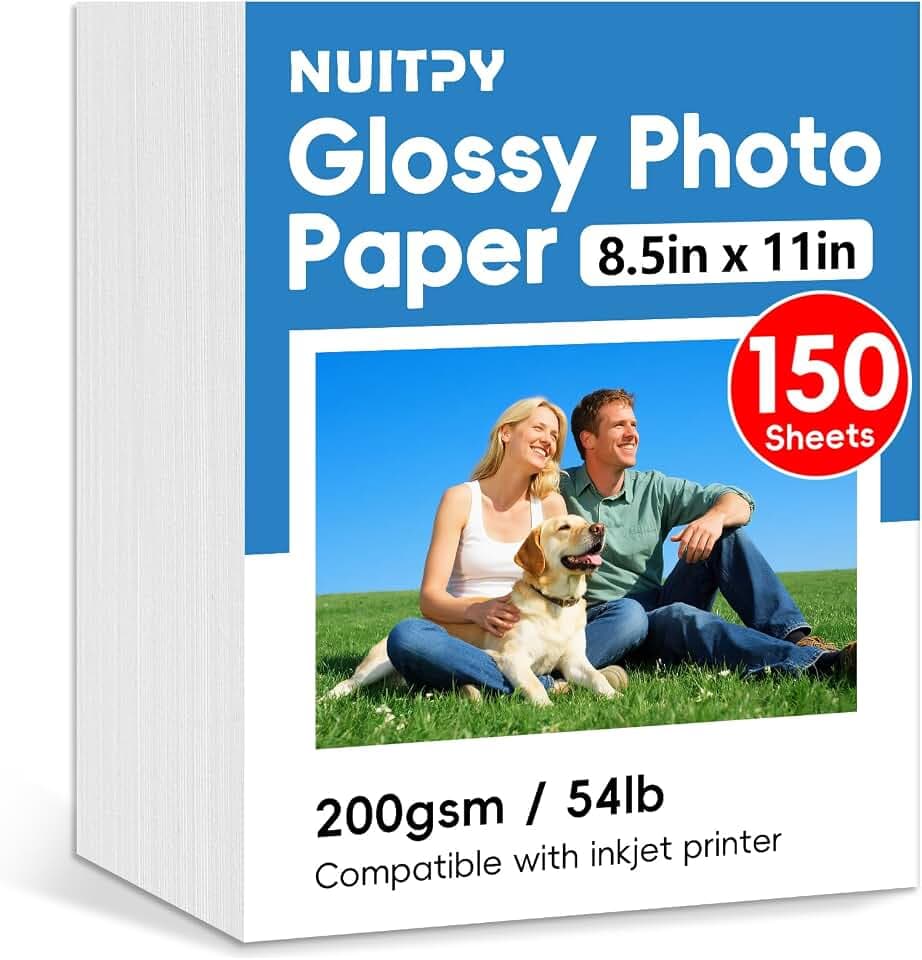 150 Sheets Glossy Photo Paper, 8.5in x 11in, 200GSM / 54lb