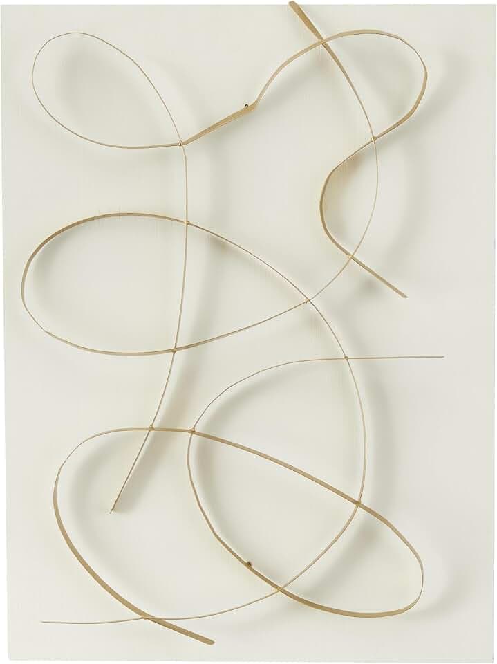 CosmoLiving by Cosmopolitan Metal Abstract Home Wall Decor Overlapping Lines Wall Sculpture with White Backing, Wall Art 24" x 3" x 32", White