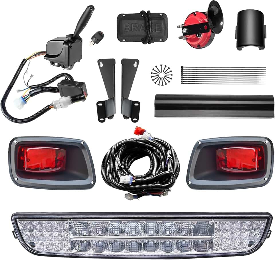 Golf Cart LED Light Bar Kit For EZGO TXT 1996-2013 with Turn Signal, Horn, and Brake Switch Pad 12V Street-Ready Upgrade Kit Golf Cart Headlights Taillights Compatible with 1996-2013 Models