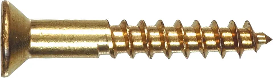 The Hillman Group 1955 12 x 1 Brass Flat Head Slotted Wood Screw 20-Pack