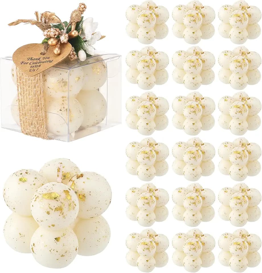 MTLEE 30 Sets Mini Bubble Candles Party Favors DIY Gift Set,Gold Foil