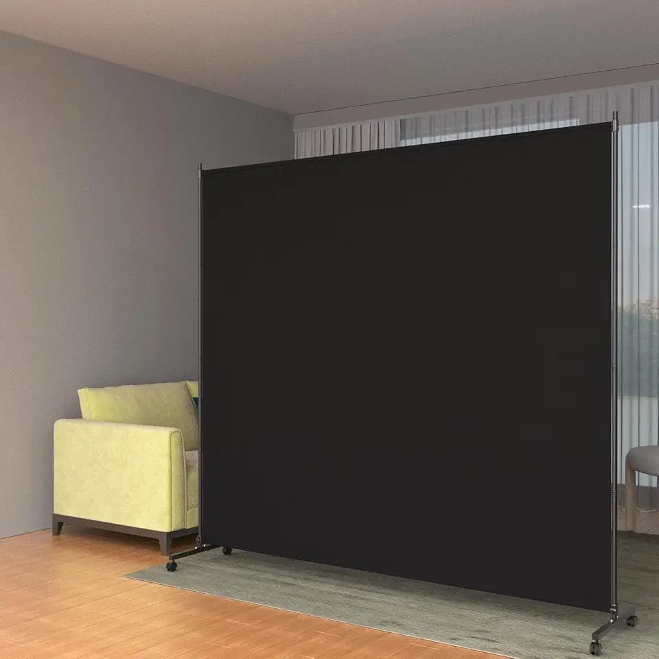 6*6FT Single Panel Room Divider/ Privacy Screen with Caster Wheels & Brakes