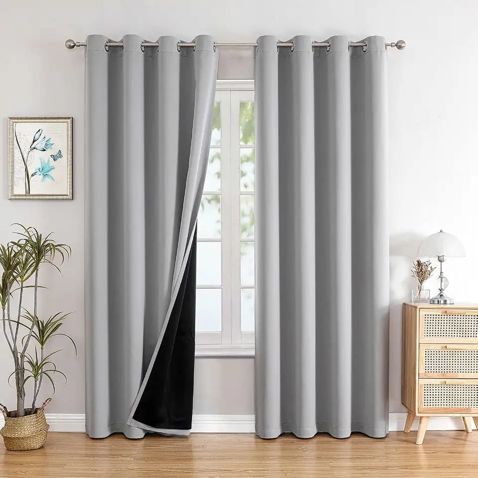 ChrisDowa 100% Blackout Curtains for Bedroom 90 Inches Long 2 Panels Set