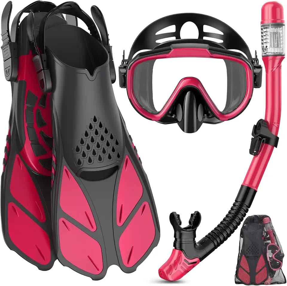Ubekezele Snorkeling Gear for Adults 4in1 Set with Mask Snorkel
