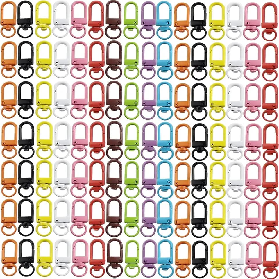 NSBELL 100PCS Lanyard Swivel Snap Hooks Heavy Duty Metal Lobster Claw Clasps for Backpack Charms, Zipper Pulls, Beads Projects, Colorful Little Clip