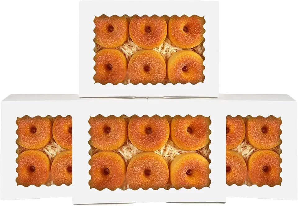 qiqee 50Pcs White Cookie Box with Window 9x6x2.5 Inch Pastry Macaron Bakery Box For Packaging