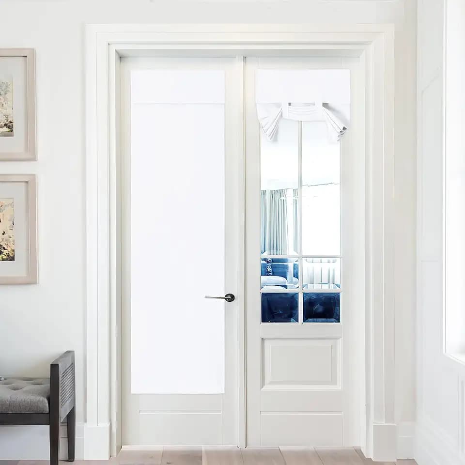 Pony Dance Door Cover for French Door, W26 x L72 inch Room Darkening Tricia Door Window Curtains for Patio French Door Front Door Tie up Shade for Sightseeing, 1 Panel, Pure White