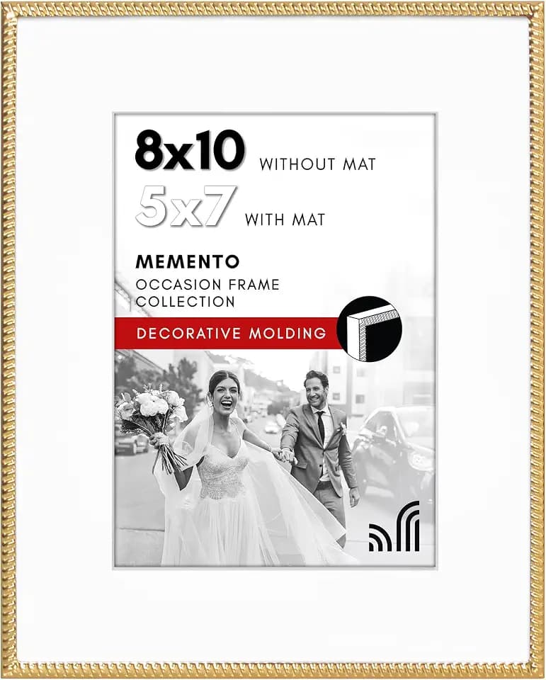 Americanflat 8x10 Rope Picture Frame - Matted to 5x7 - Metal - Gold