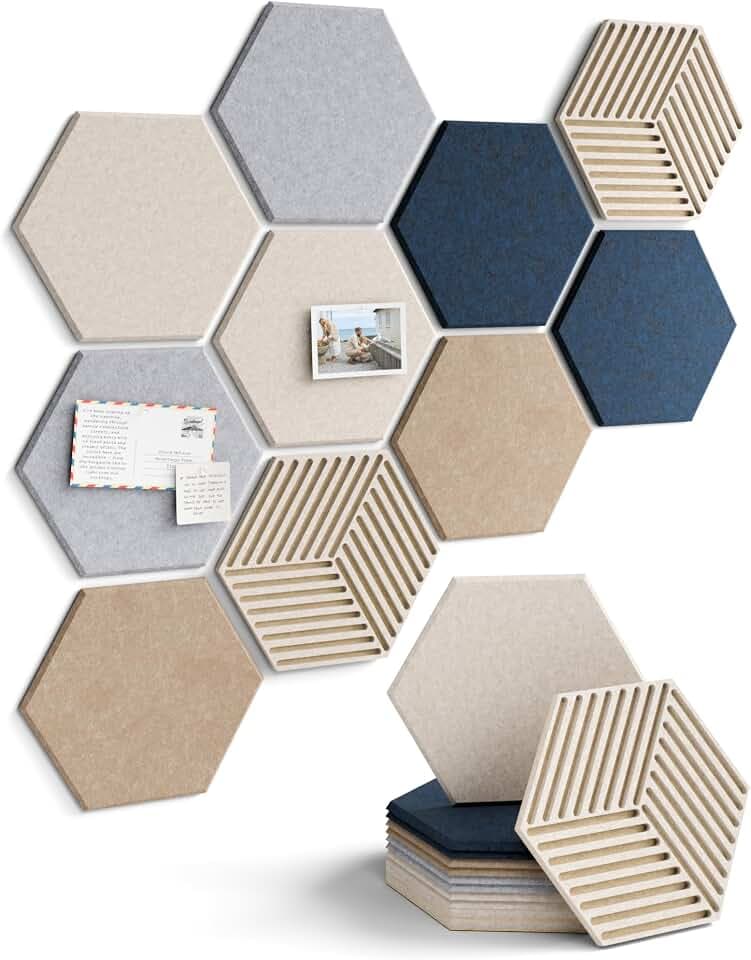 Fluxynara 10-Pack Hexagon Cork Board Alternative, Nordic Slate
