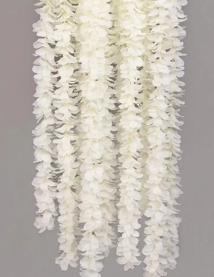 32.8Ft Artifiicial Hanging Flower Garland Silk Wisteria Vine Home Wedding Outdoor Arch Garden Wall Decor,Pack of 10 (White)
