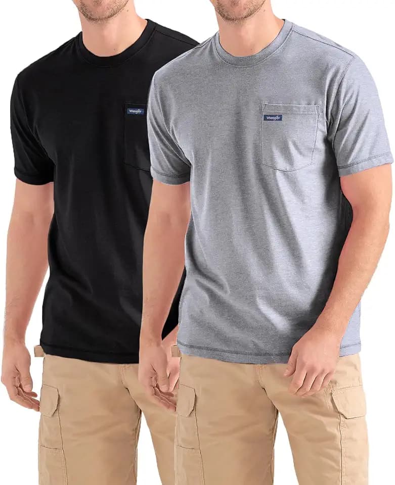 Wrangler Big and Tall T-Shirts for Men, 2 Pack Cotton Tee Chest Pocket