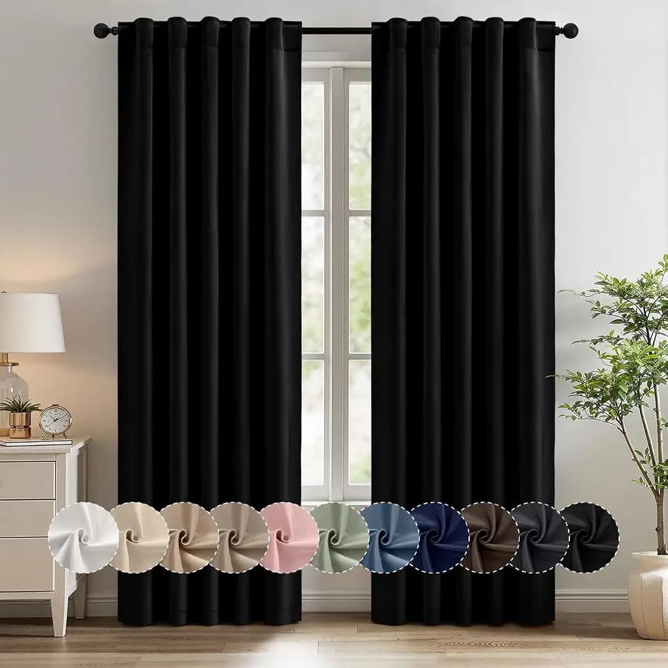 MIULEE Black Pinch Pleat Blackout Curtains 40x84 Inch Length 2 Panels Set