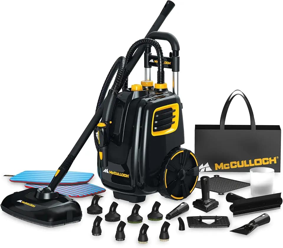 McCulloch MC1385 Canister Steam Cleaner, For Grout and Tile, 23 Accessories