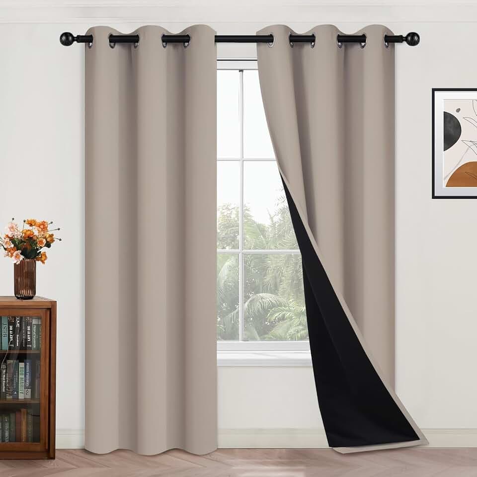 Yakamok Natural Blackout Curtains 84 Inches Long for Bedroom 42" Wide 2 PCS