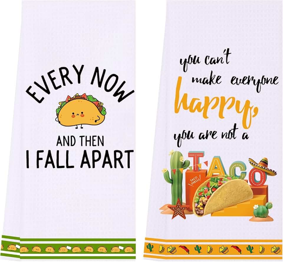 LXOMILL Taco Gifts, Funny Kitchen Towels, Taco Tuesday Decor, Mexican Kitchen Decor