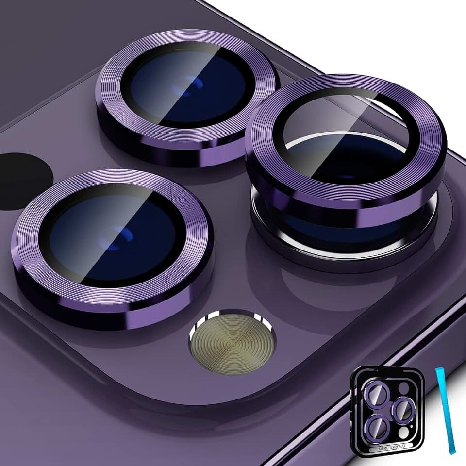 imluckies Kameraschutz Kompatibel mit iPhone 14 Pro/iPhone 14 Pro Max Kamera Linse Schutz, Aluminiumlegierung Linse Ring, Anti-Kratz HD Gehärtetes Glas Linsenschutz für 14 Pro/14 Pro Max 2022, Lila