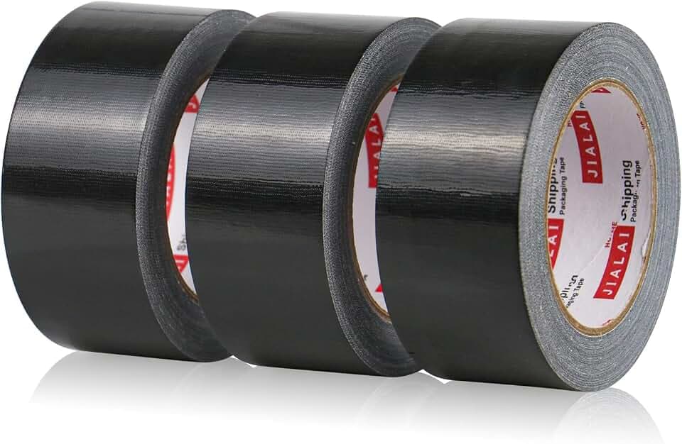 JIALAI HOME Heavy Duty Duct Tape, Black Tape 2 Inches x 30 Yards 3-Pack, 8.27 mil, Strong, Flexible, No Residue, All-Weather and Tear by Hand - for Repairs, Industrial, Professional Use